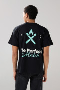 Camiseta unicolor oversize manga corta con textos estampados