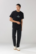 Camiseta unicolor oversize manga corta con textos estampados