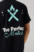 Camiseta unicolor oversize manga corta con textos estampados