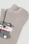 Medias unicolores tobilleras con arte de perrito
