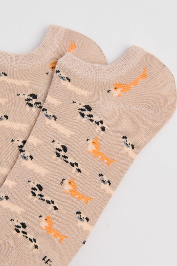 Medias unicolores tobilleras con diseños de perritos