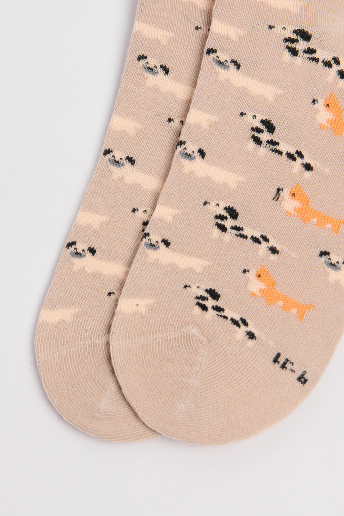 Medias unicolores tobilleras con diseños de perritos