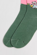 Medias verdes oscuras largas con diseño de osito y corte