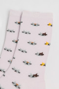 Medias unicolores largas con diseños de gatitos