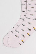 Medias unicolores largas con diseños de gatitos
