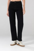 Jean tiro alto straight leg bota recta negro con bolsillos