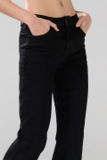 Jean tiro alto straight leg bota recta negro con bolsillos