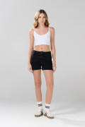Short negro de jean con tiro alto y cremallera
