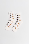 Medias largas unicolores con diseño de gatitos