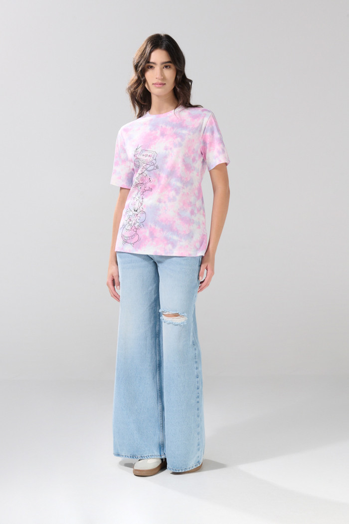 Camiseta de Bob Esponja crema tie dye manga corta