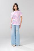 Camiseta de Bob Esponja crema tie dye manga corta