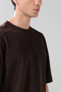 Camiseta unicolor oversize el algodón cuello redondo