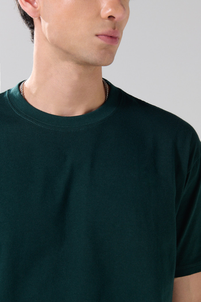 Camiseta en algodón manga corta unicolor ajustada