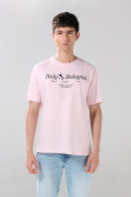 Camiseta college rosada clara manga corta en algodón