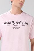 Camiseta college rosada clara manga corta en algodón