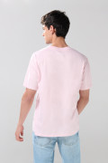 Camiseta college rosada clara manga corta en algodón
