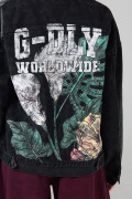 Chaqueta oversize de jean gris intensa con diseños