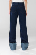 Jean azul oscuro straight low waist bota recta con tiro bajo