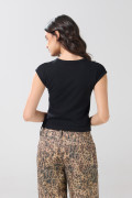 Jean kaki medio palazzo con estampados de animal print