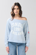Buzo azul claro oversize college cuello redondo