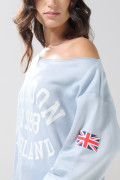 Buzo azul claro oversize college cuello redondo