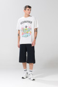 Camiseta estampada oversize crema con manga corta