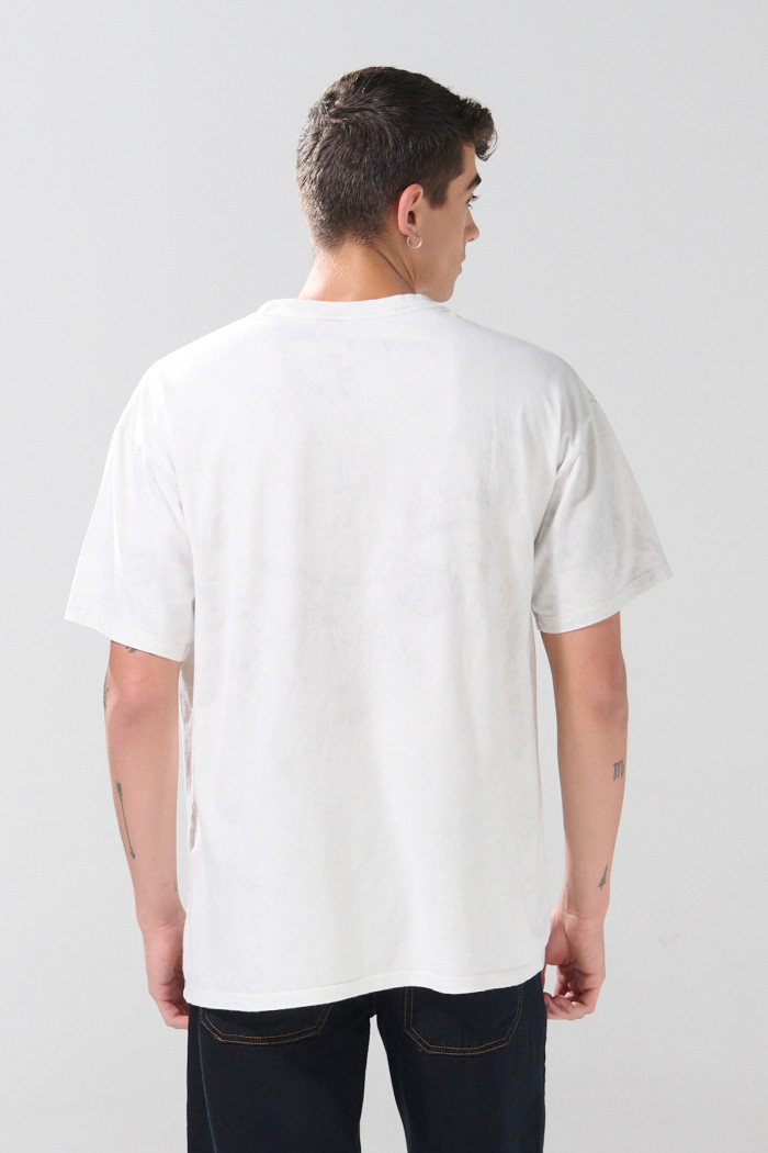 Camiseta estampada oversize crema con manga corta