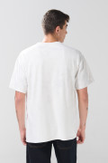 Camiseta estampada oversize crema con manga corta