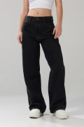 Jean gris intenso baggy tiro medio con bota ancha