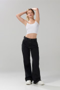 Jean gris intenso baggy tiro medio con bota ancha