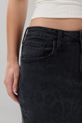 Falda larga de jean gris intensa con diseños de animal print