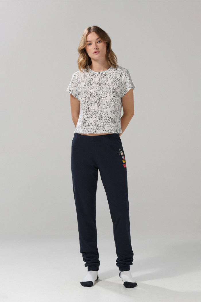 Camiseta crema clara cuello redondo de Mickey