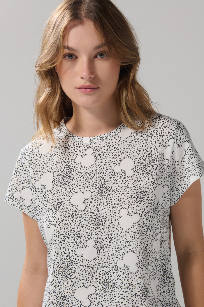 Camiseta crema clara cuello redondo de Mickey