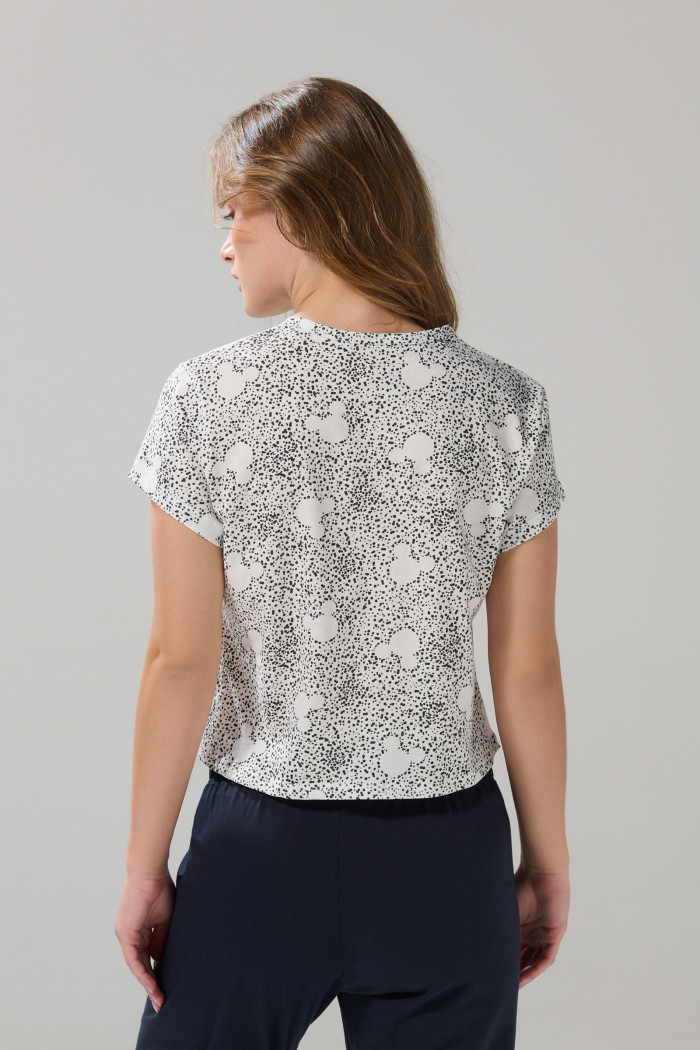 Camiseta crema clara cuello redondo de Mickey