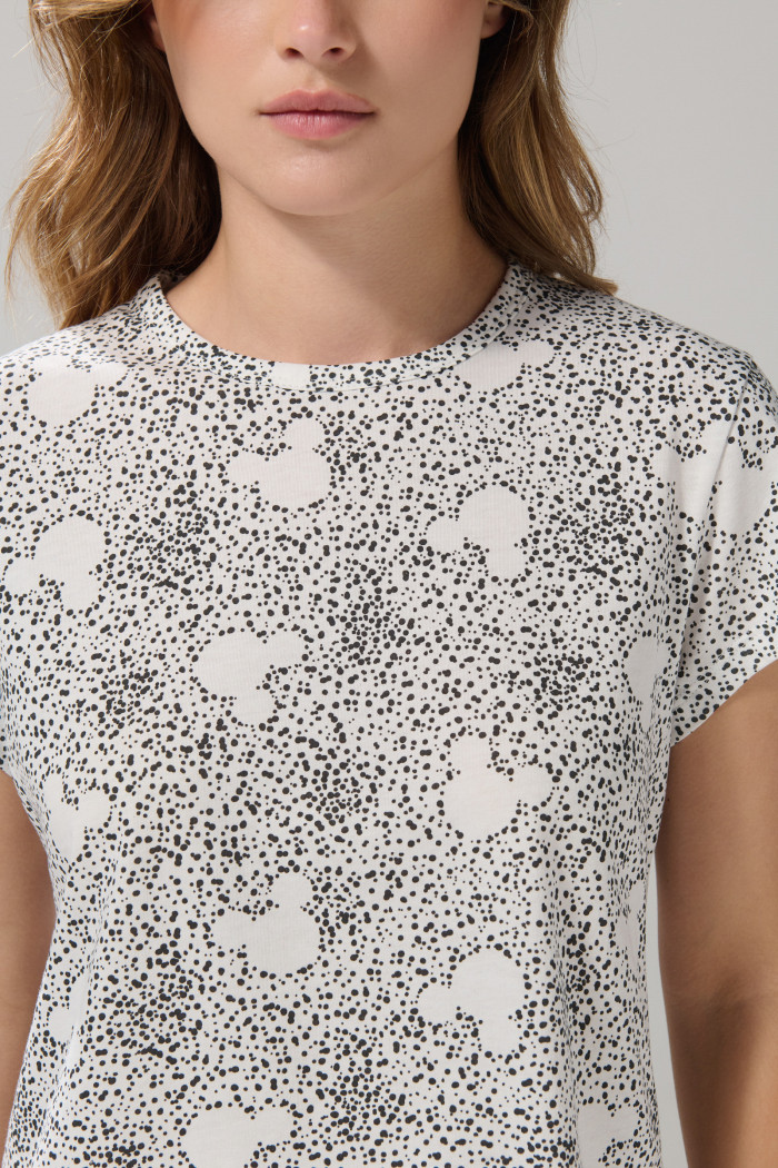 Camiseta crema clara cuello redondo de Mickey