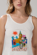 Camiseta manga sisa crema clara con arte de Minnie