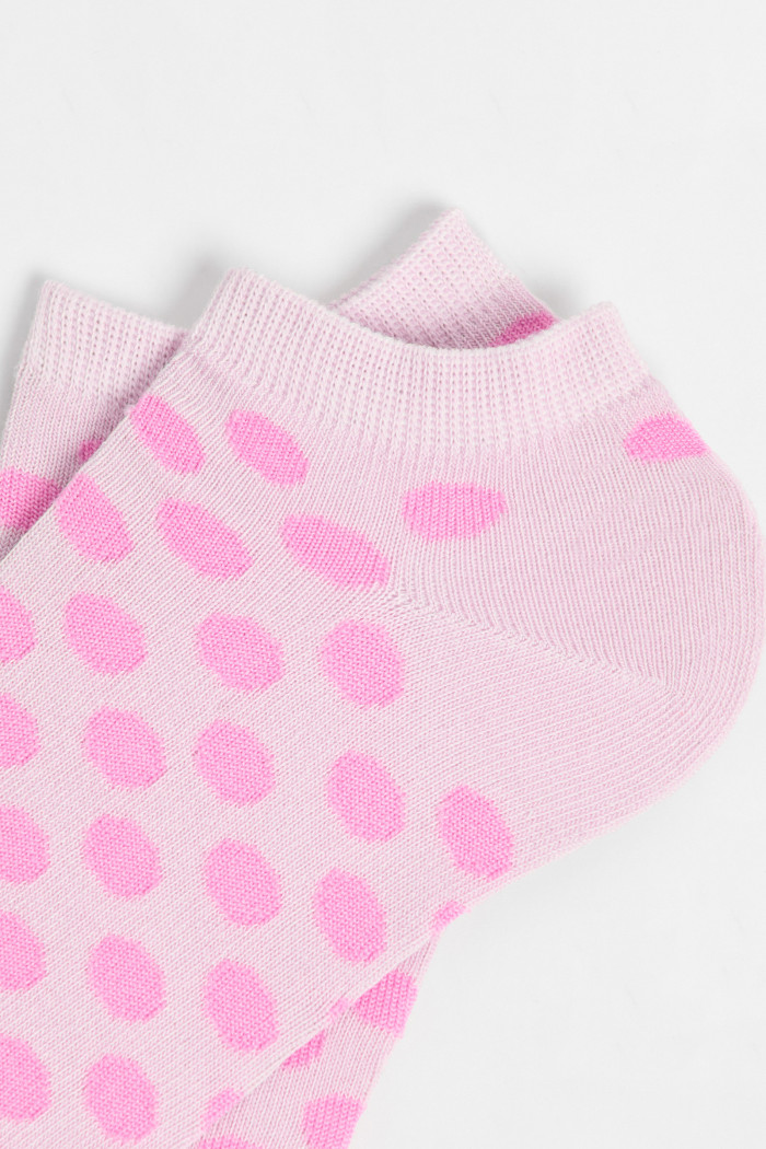 Medias lilas claras tobilleras con puntos rosados
