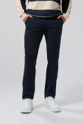 Pantalón de dril slim unicolor con tiro medio y cremallera