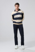 Pantalón de dril slim unicolor con tiro medio y cremallera