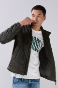 Chaqueta acolchada unicolor cuello alto con efecto sherpa