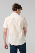 Camisa en algodón a rayas unicolor con cuello button down