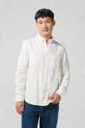 Camisa en algodón manga larga unicolor con botones