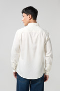 Camisa en algodón manga larga unicolor con botones