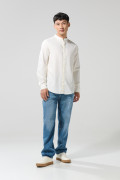 Camisa cuello nerú en algodón unicolor con botones