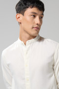 Camisa cuello nerú en algodón unicolor con botones
