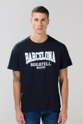 Camiseta en algodón college azul intensa con manga corta