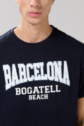 Camiseta en algodón college azul intensa con manga corta