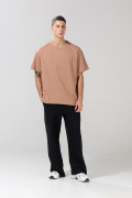 Camiseta oversize unicolor manga corta con hombro caído