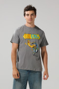 Camiseta manga corta gris medio con arte de CatDog