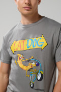 Camiseta manga corta gris medio con arte de CatDog